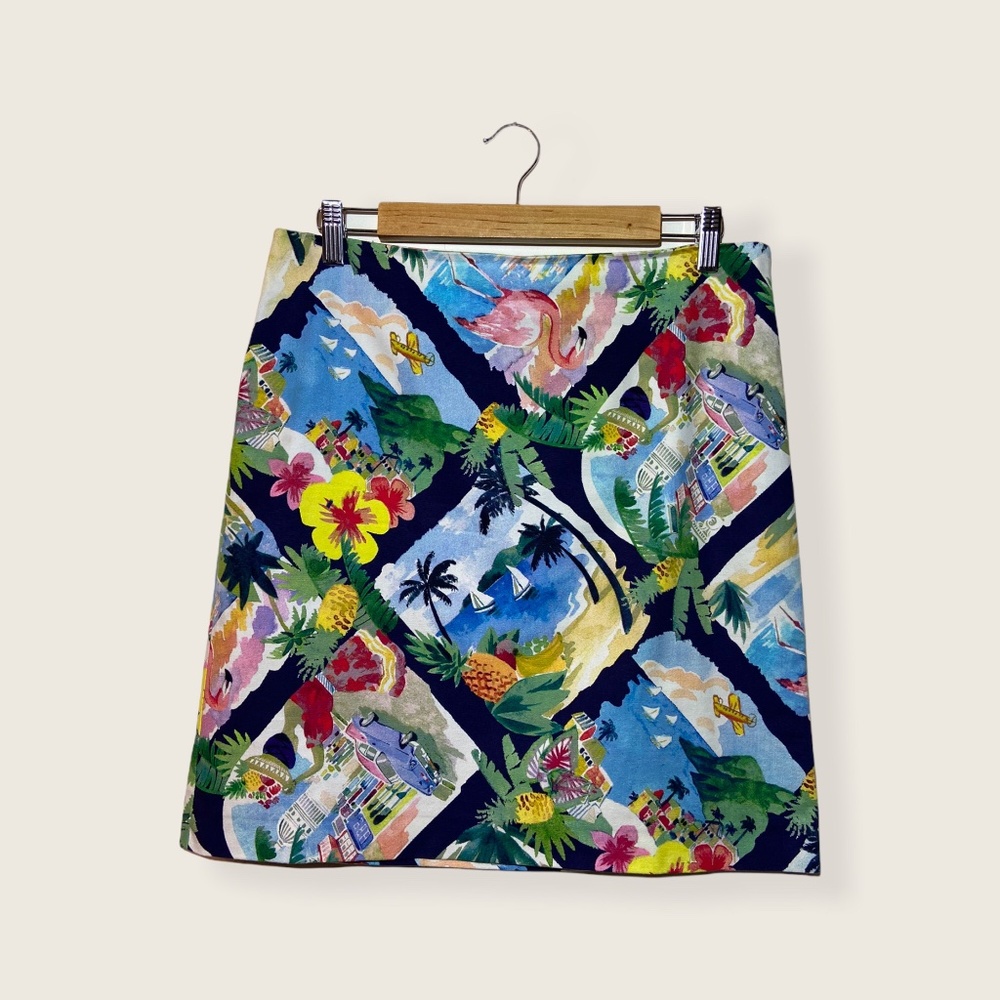 Talbots Tropical Print Cotton Blend Skirt 6
